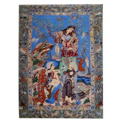 Pictorial Silk 
Wool Tabriz Design Persian Rug