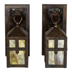 Antique Pair of Sears, Roebuck & Co. (Chicago & Philadelphia) Monk Lantern Sconces