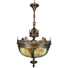 Commercial Bowl Fixture with Slag Glass by Beardslee of Chicago