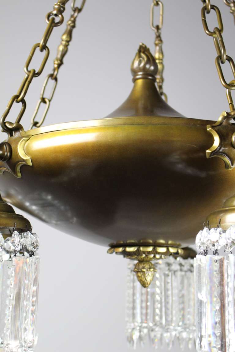 Colonial Revival, Five-Light Crystal Chandelier In Excellent Condition For Sale In Vancouver, BC
