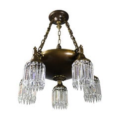 Antique Colonial Revival, Five-Light Crystal Chandelier