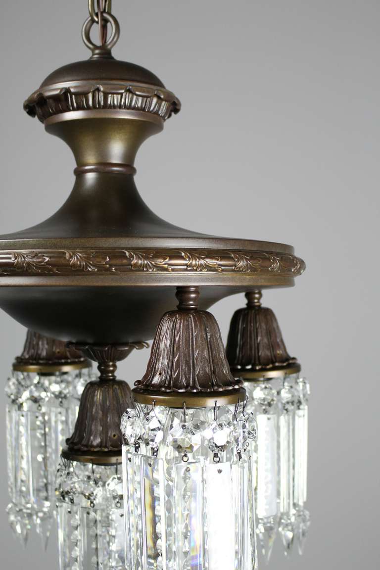 American Crystal Chandelier Five-Light For Sale