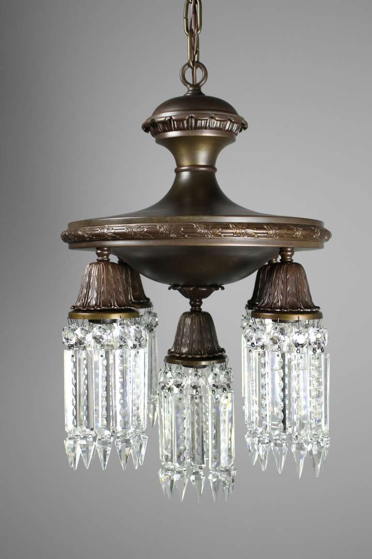 Crystal Chandelier Five-Light In Excellent Condition For Sale In Vancouver, BC
