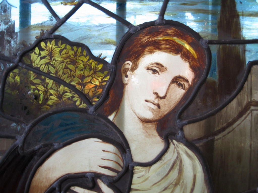American Pair of 19th Century Stained Glass Windows Attributed to Daniel Cottier For Sale