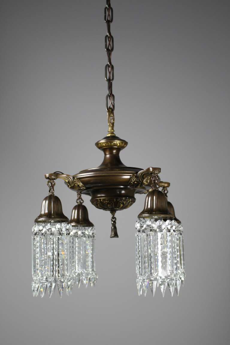 Edwardian 'After Sunset' Four-Light Crystal Chandelier