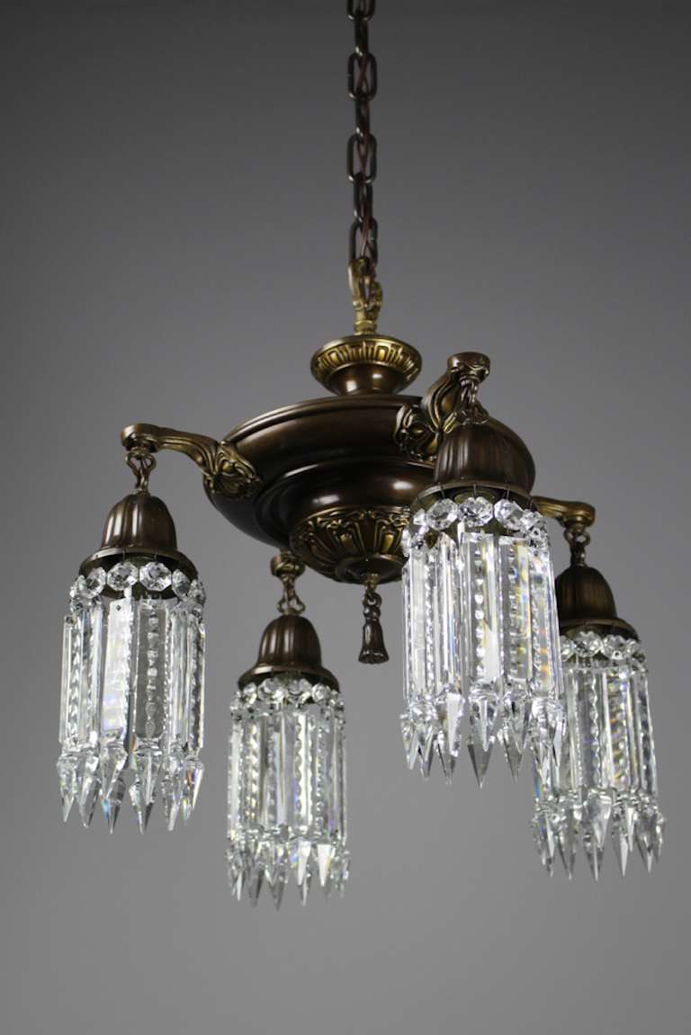 American 'After Sunset' Four-Light Crystal Chandelier