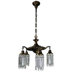 Used Art Nouveau Notched Crystal Chandelier