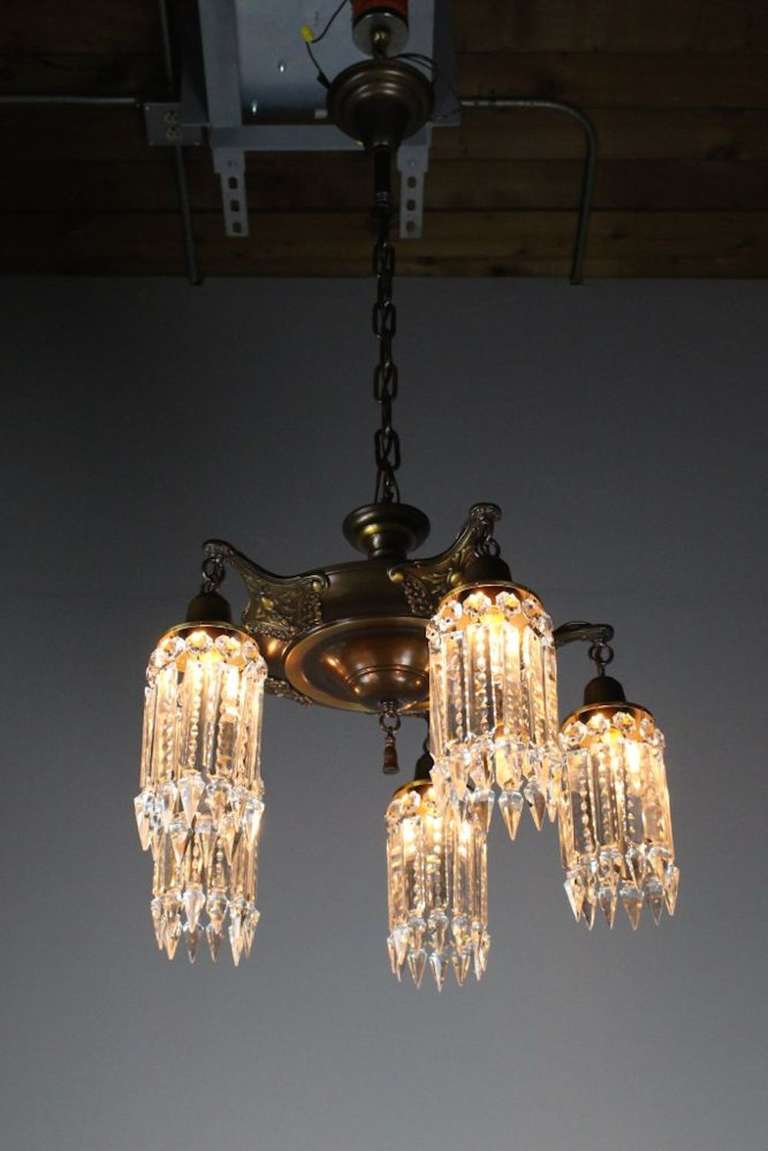 Art Nouveau Notched Crystal Chandelier For Sale 5