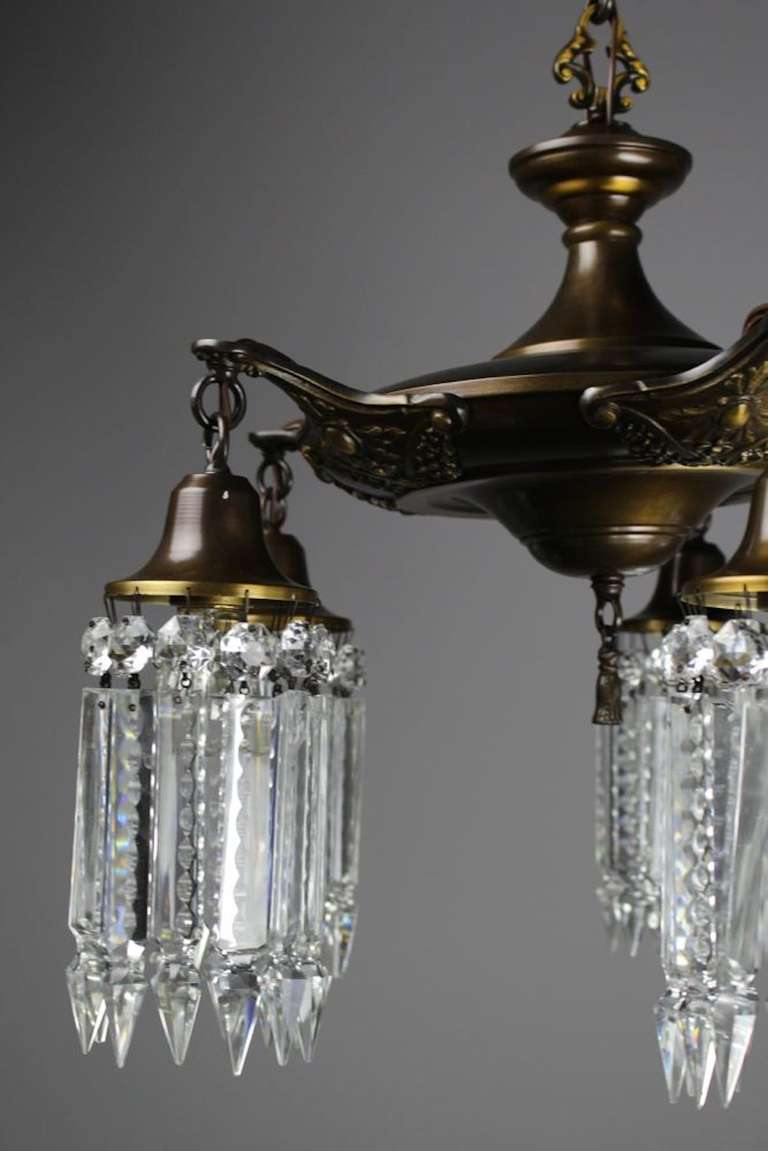 Art Nouveau Notched Crystal Chandelier In Excellent Condition For Sale In Vancouver, BC