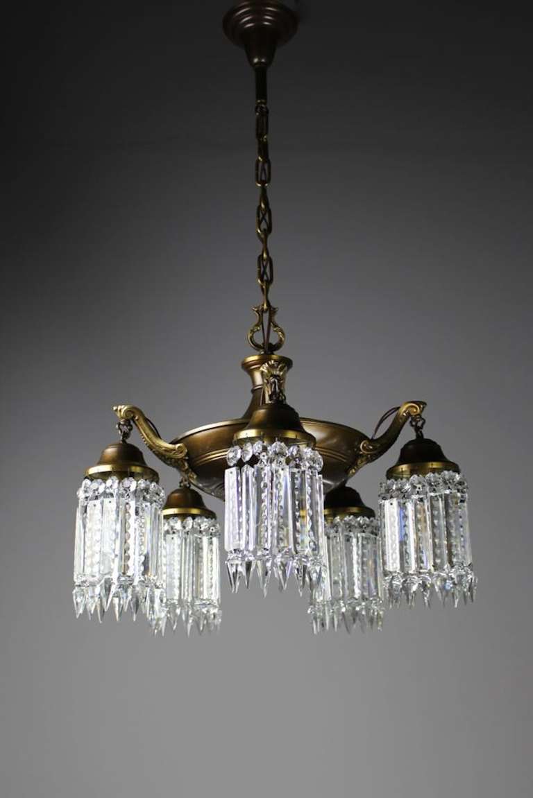 American Elegant Edwardian Crystal Chandelier For Sale