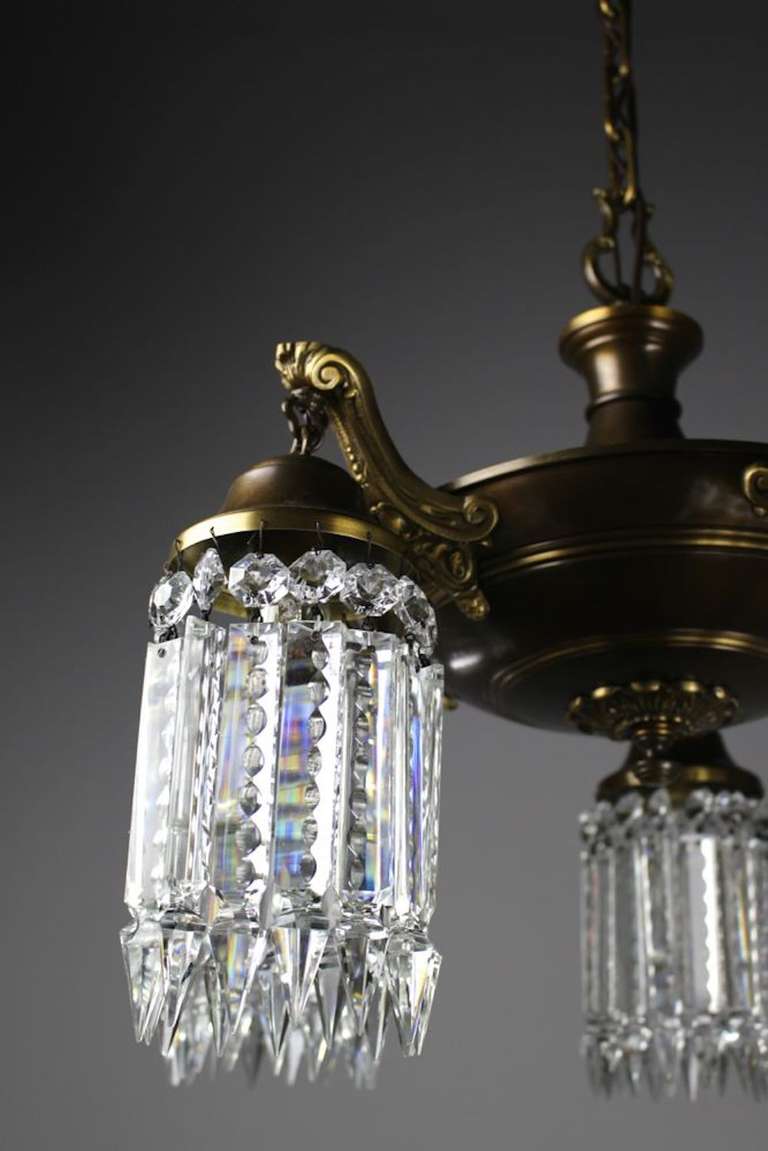 Elegant Edwardian Crystal Chandelier In Excellent Condition For Sale In Vancouver, BC