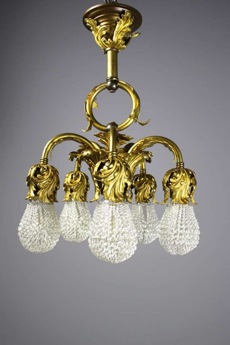 Foliate Rococo Revival Gilt Chandelier