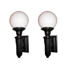 Pair of Cast Iron Exterior Wall Sconces