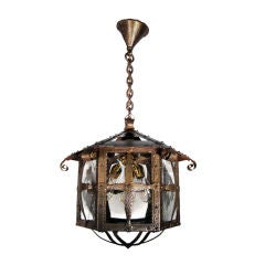 Massive Arts 
Crafts Hammered Iron Lantern