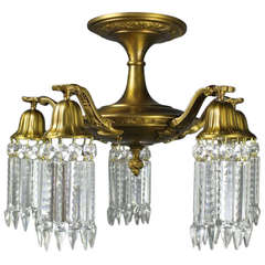 Golden Crystal Flushmount, Five-Light