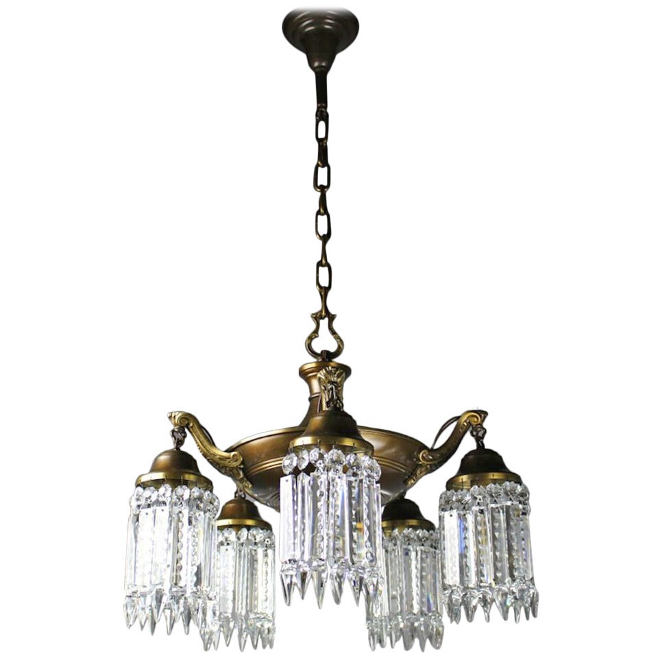 Elegant Edwardian Crystal Chandelier For Sale