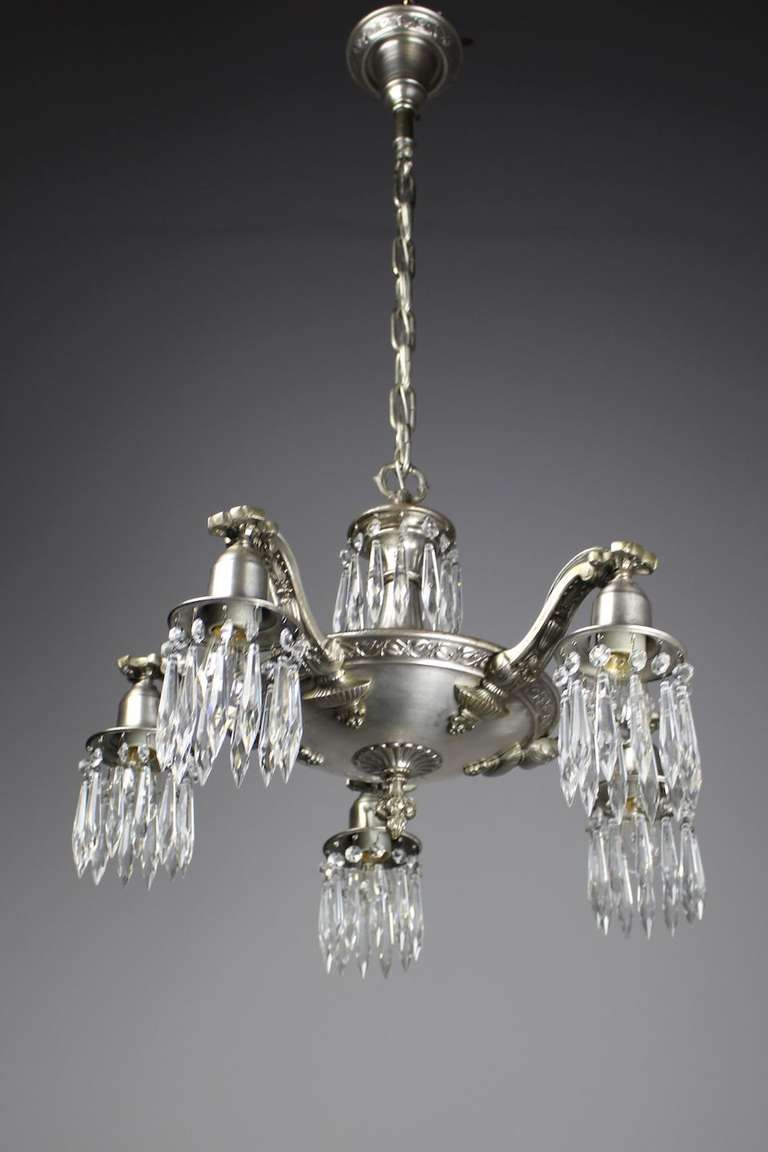 Edwardian 'Crystal Swag' Five-Light Chandelier In Excellent Condition For Sale In Vancouver, BC