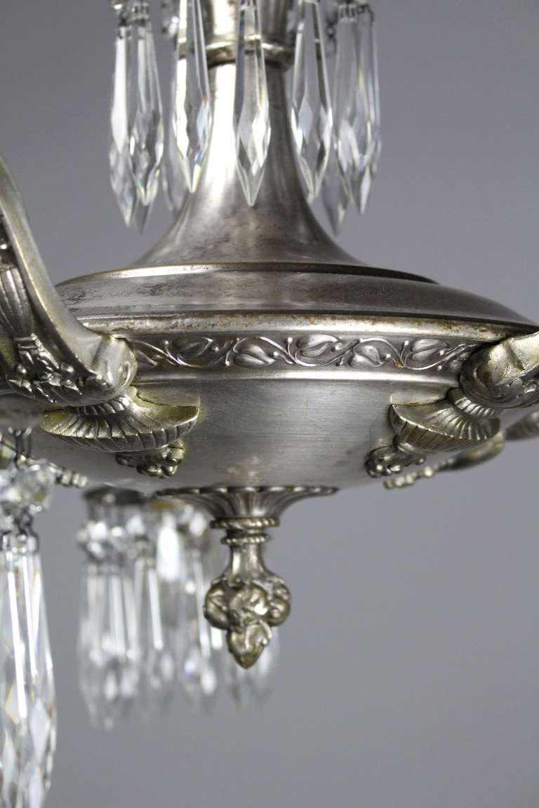 20th Century Edwardian 'Crystal Swag' Five-Light Chandelier For Sale