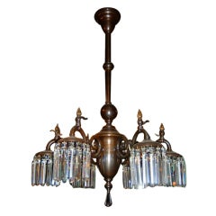 Antique 6-Arm Fixture with Crystals