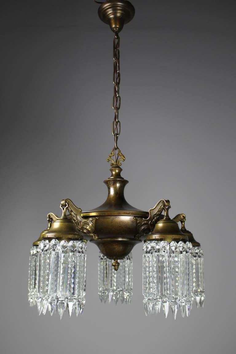 20th Century Edwardian Crystal Pan Light with Notched Crystal