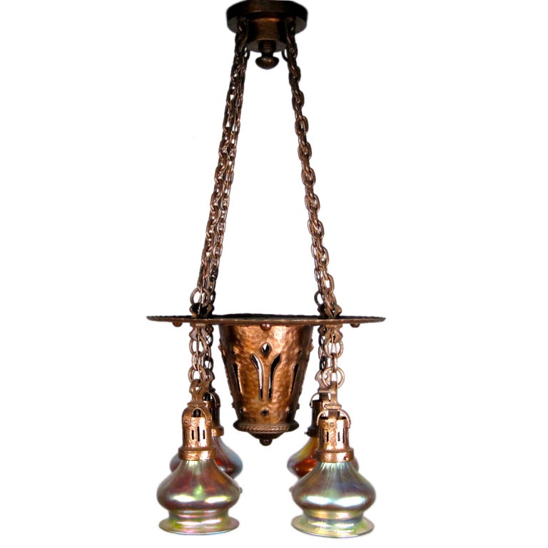 Beardslee (Chicago) Arts 
Crafts Cast Iron/Copper Fixture