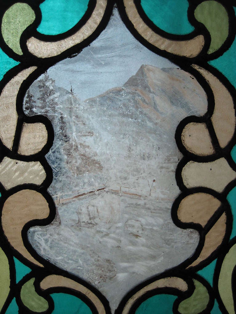 Hand-Painted Stained Glass Windows In Good Condition For Sale In Vancouver, BC