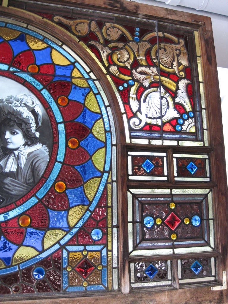 Portrait Stained Glass Window In Excellent Condition For Sale In Vancouver, BC