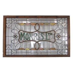 Antique E.A. Morris Tobacconist Stained Glass Window