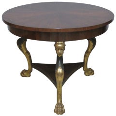 Round Walnut and Mahogany Table