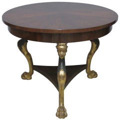 Round Walnut and Mahogany Table Antique Round Walnut and Mahogany Table