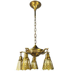 Decorative Edwardian Pan Light with Cut Out Opalescent Shades
