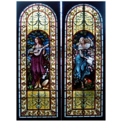 Antique Monumental Figural Stained Glass Windows