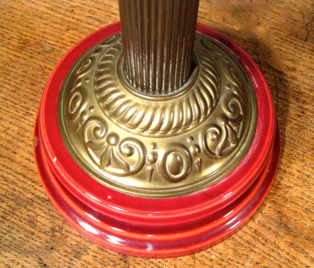 19th Century Cranberry Kerosene Table Lamp For Sale