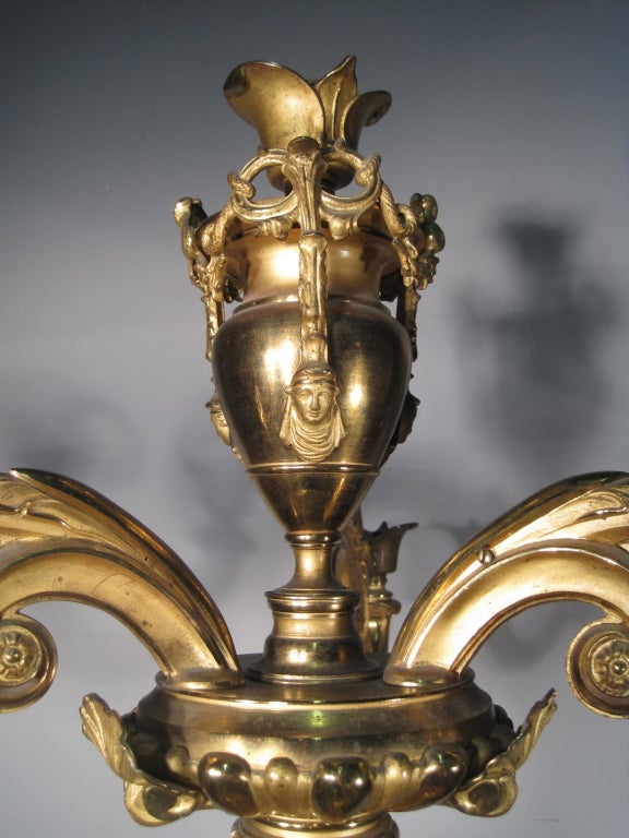 Monumental Ormolu Brass Newel Post Lamp
