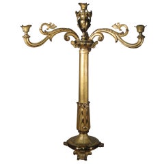 Monumental Ormolu Brass Newel Post Lamp