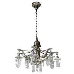 Early Electric Crystal Nine-Light Swag Fixture
