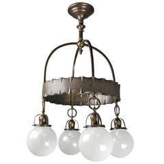 Arts & Crafts Ringed Fixture with Globes