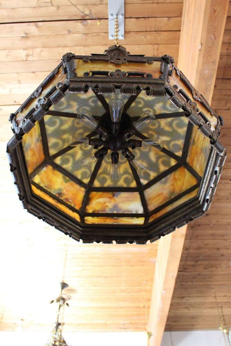 E. F. Caldwell Tudor Revival Style Large Lantern For Sale 1
