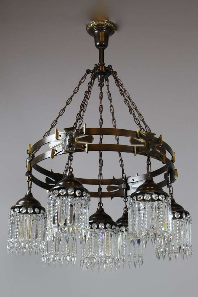 Arts and Crafts Gothic Style Crystal Chandelier (Seven-light) In Excellent Condition In Vancouver, BC