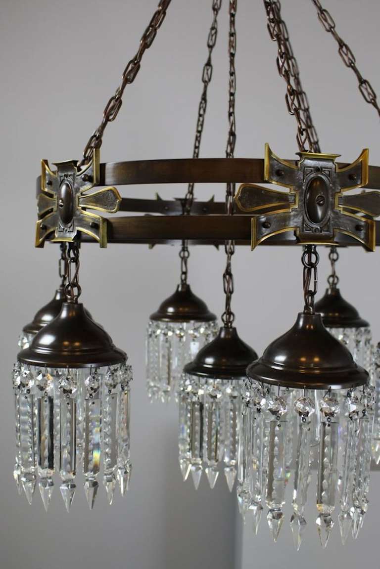 20th Century Arts and Crafts Gothic Style Crystal Chandelier (Seven-light)