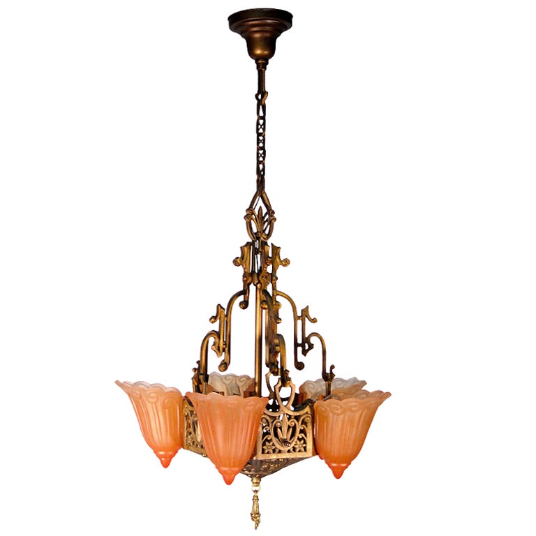 Art Deco 5Light Fixture at 1stDibs