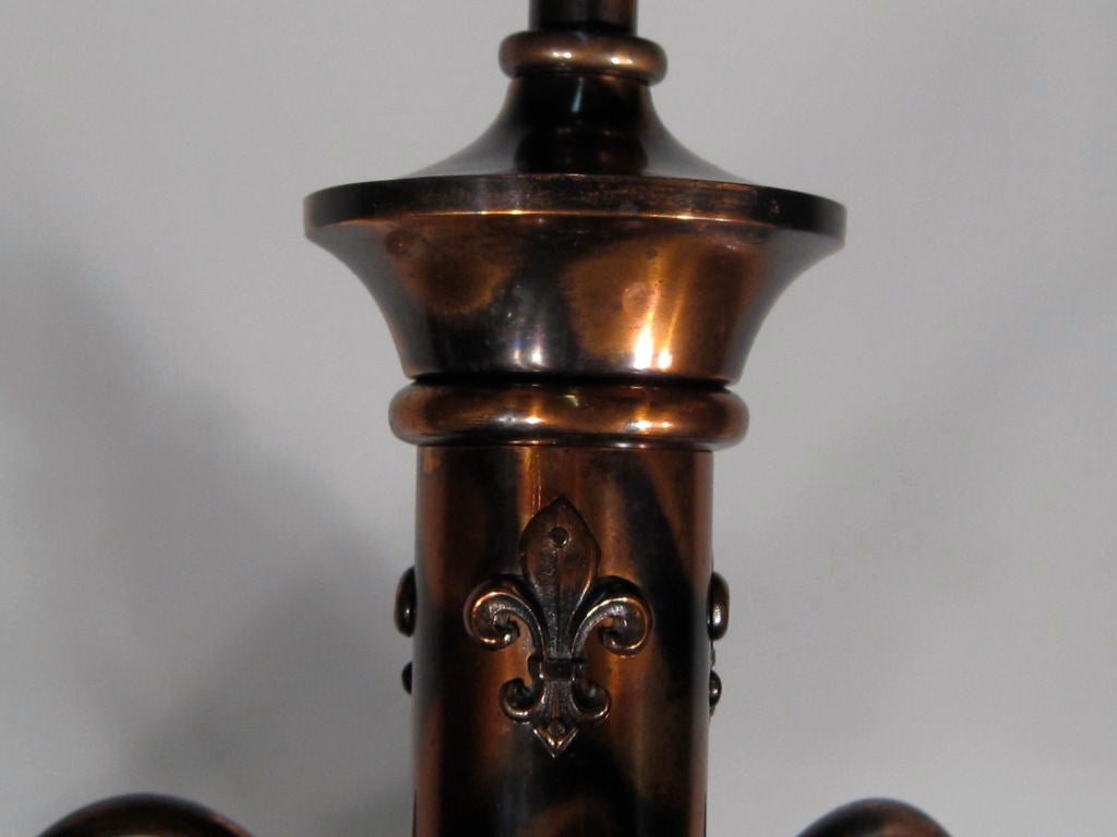20th Century Antique 'Japanned' Finish Light Fixture 'Four-Light' For Sale