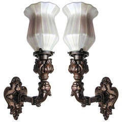 Pair of Bronze Figural Sconces