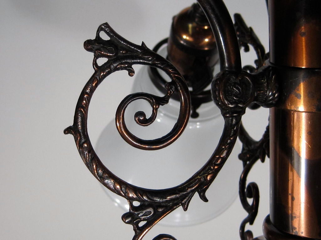 Antique 'Japanned' Finish Light Fixture 'Four-Light' For Sale 4