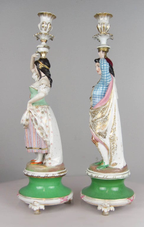 Pair of Porcelain Figural Candlesticks 4