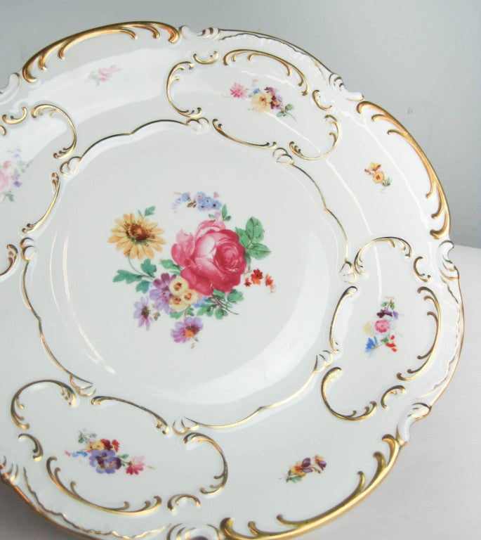 Porcelain Dessert China in Dresden Style In Excellent Condition In Vancouver, BC