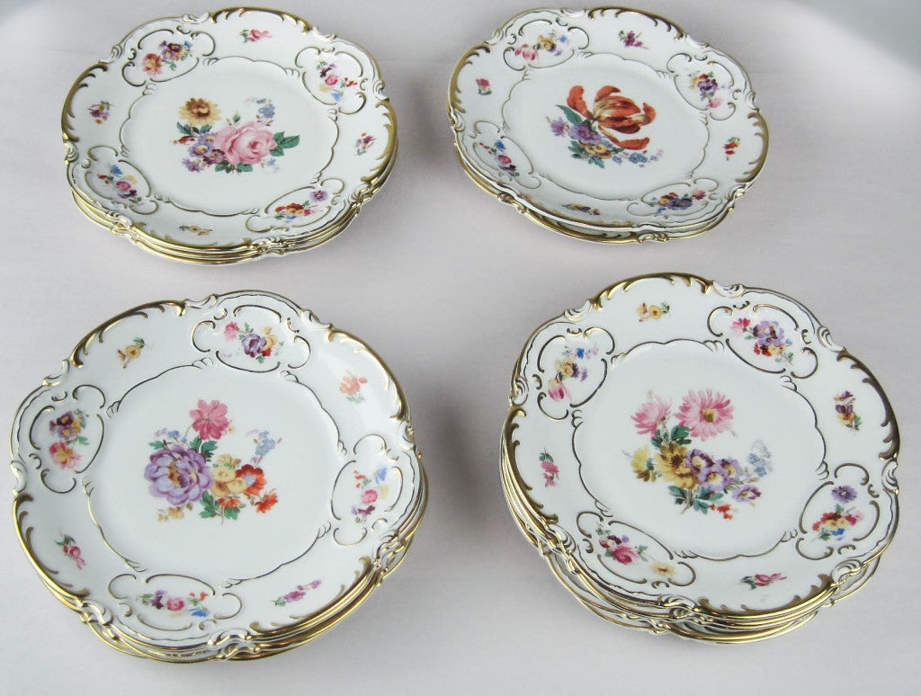 Mid-20th Century Porcelain Dessert China in Dresden Style