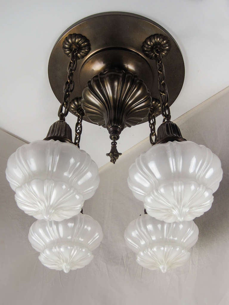 Arts and Crafts Embossed Flush Mount Fixture