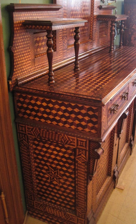Folk Art Marquetry Sideboard In Good Condition For Sale In Vancouver, BC