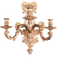 Figural 3-Arm Fire Gilt Sconce